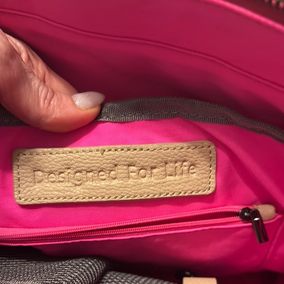 Structured Cream Tote Bag with Outside Pockets - Picture 7 of 10